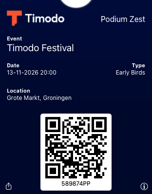 Een Timodo-ticket in Apple Wallet